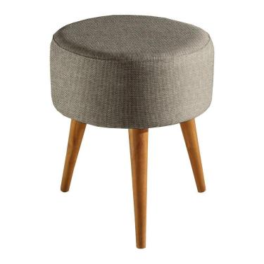 Imagem de Puff Em Linho Redondo Cleo Linho Cinza