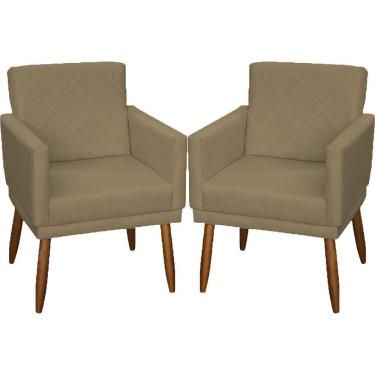 Imagem de Kit 2 Poltronas Decorativa Para Sala Recepção Beatriz Suede Cores Pé Palito Castanho