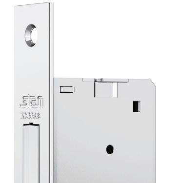 Imagem de Fechadura Auxiliar 1001 Com Espelho De Inox Polido - 10810 - Stam Fechadura 1001 Esp De Inox Polido - 10810 - Stam