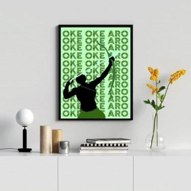 Imagem de Quadro Decorativo Oxóssi Ake 33x24cm Madeira Branca