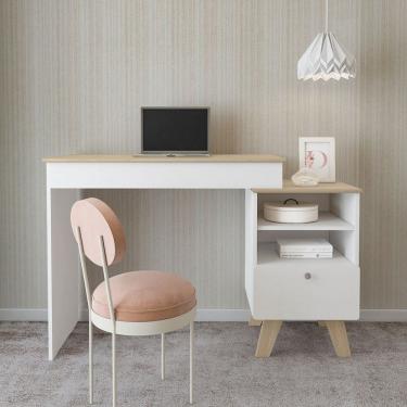 Imagem de Penteadeira Dora 1 Gaveta com Espelho Naturalle/Branco - Artely