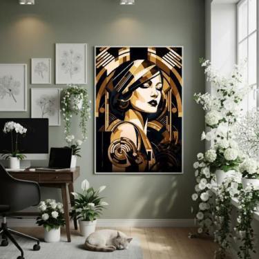Imagem de Quadro Decor Mulher Art Deco 70X50Cm Mold Branca - Quadros On-Line