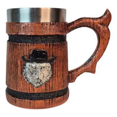 Imagem de Caneca Medieval Artesanal Gato Chapéu Geek 3D em Resina Copo em Aço In