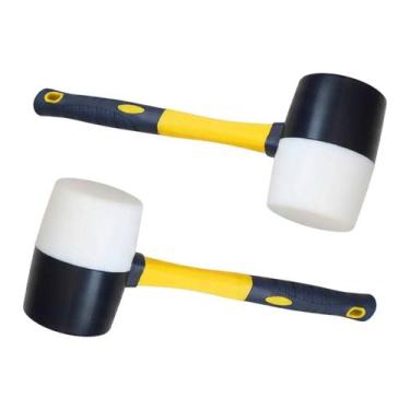 Imagem de Martelo Borracha Obra Kit 2 Uni Mercenaria Ergonomico Assentar Ladrilh