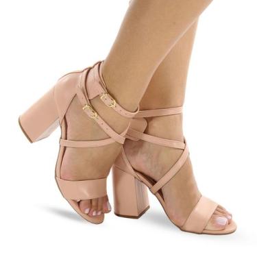 Imagem de Sandália Feminina Salto Grosso Tiras Trançadas Confort P96 - Modarpe, 