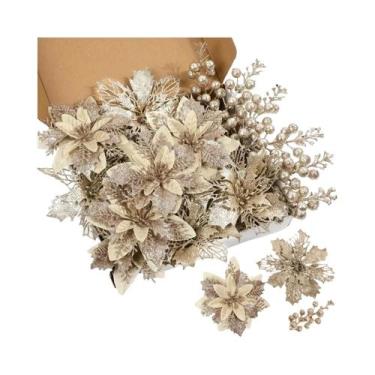 Imagem de 21 Peças De Flores Artificiais E Buquê De Frutas Vermelhas Para Decora