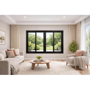 Imagem de Janela de Correr 4 Folhas Alumínio Preto 120x200 Linha 25 - Brecorimo