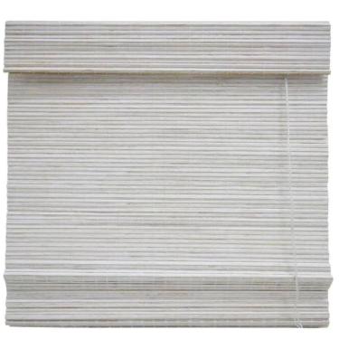 Imagem de Persiana Bambu Romana Block Branca 100 (L) X 160 (A) cm Cortina Madeira C/ Bandô 1,00 x 1,60