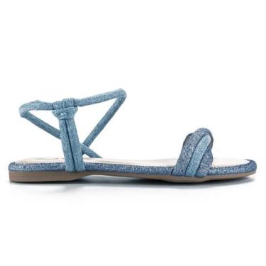 Imagem de Sandália Infantil Pink Cats Rasteira Tiras Trançadas, Azul, 31