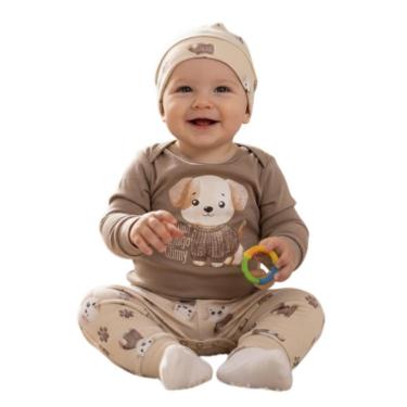 Imagem de KIT BEBÊ 3 PEÇAS BODY CALÇA SARUEL CACHORRINHO BOCA GRANDE-Masculino