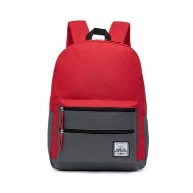 Imagem de Mochila Trekker Impermeável Casual Bolsa Escolar Viagem, Vermelho