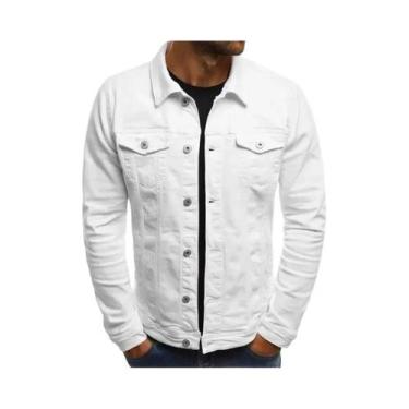 Imagem de Jaqueta Jeans Slim Fit Masculina Hip-Hop Streetwear Casual Algodão Clá