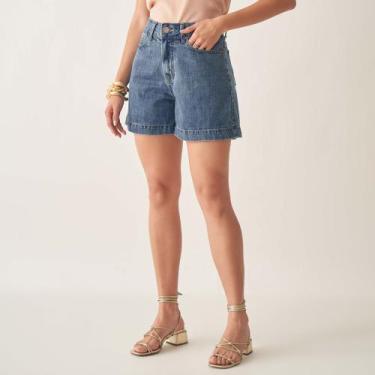 Imagem de Bermuda Jeans Cintura Alta Soltinha - Bloom, Jeans delavê, 40