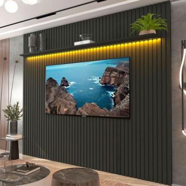 Imagem de Painel para TV Até 85 Polegadas Nobre 1 Prateleira Ripado 100% Mdf Gra