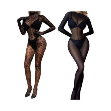 Imagem de Macacão Sexy Em Rede Para Mulheres, Lingerie Transparente, Babydoll, R