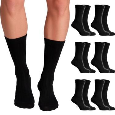 Imagem de Kit 3 Pares Meias Casual Social Casual Algodão Cano Alto Confortável C