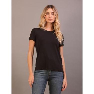 Imagem de Camiseta Feminina Básica Canoa Recortes Calvin Klein - Preto-Feminino