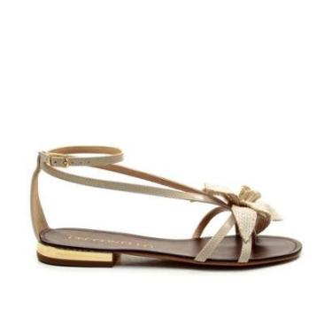 Imagem de Rasteira Flor em Couro Off White Cecconello-Feminino