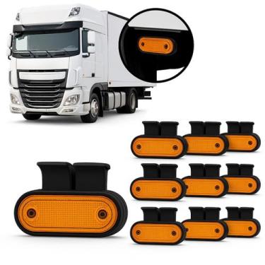 Imagem de 10 Lanternas Led Lateral Caminhão Carreta Reboque Bau Ambar - JP2 Auto