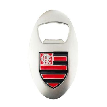 Imagem de Abridor garrafas prateado com ímã 7.5cm - flamengo