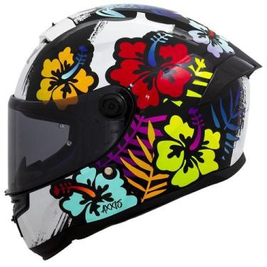 Imagem de Capacete Moto Feminino Axxis Hummer B Cassia Flores Spoiler, Branco Pr