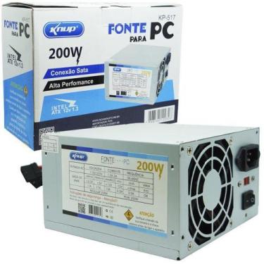 Imagem de Fonte Pc Atx 200W Reais Real Silenciosa com Cabo de Força Nova Knup KP