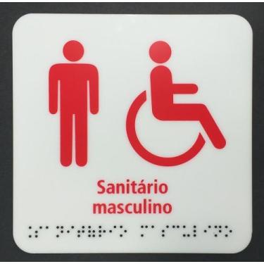 Imagem de Placa Acrílica Sinalizadora Sanitário Masculino com Método Braile - Cv
