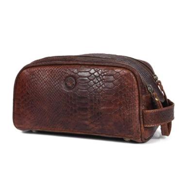 Imagem de Bolsa de viagem para higiene pessoal Aaron Leather Goods Premium Leath