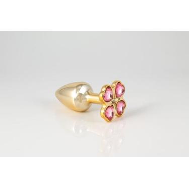 Imagem de Plug Joinha em metal modelo trevo tamanho: M 7,5x3,5cm - Hard, Dourado
