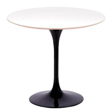 Imagem de Mesa Saarinen Redonda Fórmica Branca 124cm - Base Preta - MGSAARINEN