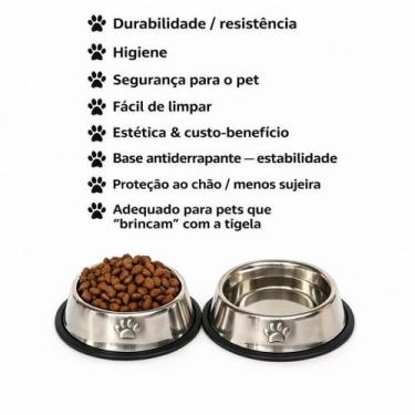Imagem de Comedouro Inox Antiderrapante 800ml para Cães e Gatos  Bebedouro Pet -