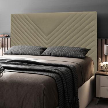 Imagem de Cabeceira Cama Box Casal Viena 140cm Estofada na Parede Madeira Maciça Suede Bege Abmaza