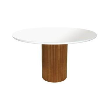 Imagem de Mesa de Jantar Capri Tampo Redondo - Amêndoa Tampo Ø150cm Branco/Vidro