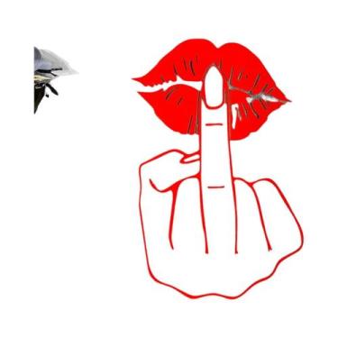 Imagem de Adesivo De Vinil Reflexivo Ousado Com Design De Beijo E Dedo Do Meio P