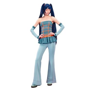 Imagem de Micotaku Winx Club Conjunto de roupa de cosplay feminino licenciado oficial Musa – blusa, calça rodada, mangas de braço e cinto, Azul e laranja, M