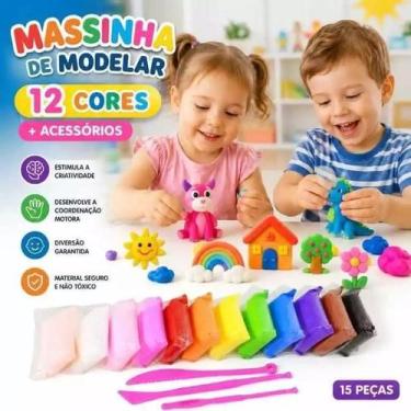 Imagem de Massinha para Modelar com 12 Cores  Massinha com Acessórios . - ALCALE