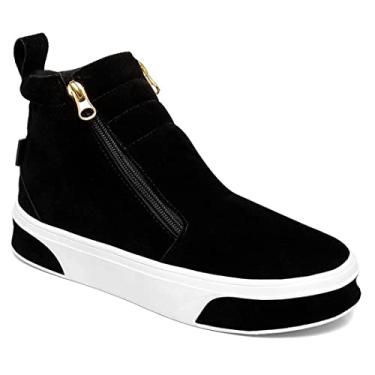 Imagem de Tênis Feminino Fit GuGi Botinha De Academia em Camurça Leve Bota Com Zíper Lateral 203-GG;Cor:Preto;Tamanho:37