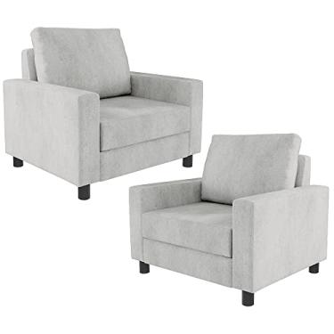 Imagem de Kit 02 Poltronas Decorativas Para Sala De Estar E Recepção Malta L02 Linho Cinza - Lyam Decor