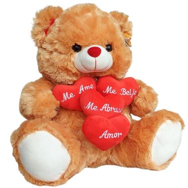 Imagem de Urso de Pelúcia Grande 4 Coração Amor Me Abrace - Caramelo