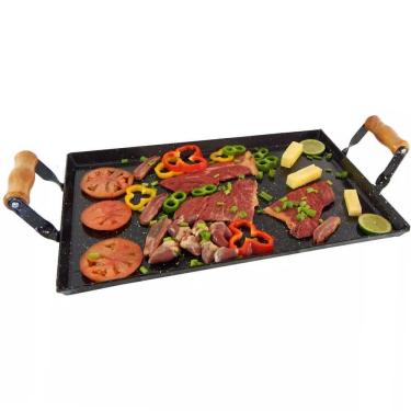 Imagem de Grelha Inox Para Churrasco Com Coletor de Gordura E Chapa Auxiliar