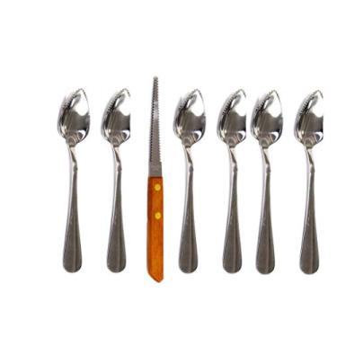 Imagem de Grapefruit Spoon And Knife Set, 6 Stainless Steel Serrated Spoons & 1 Grapefruit Knife