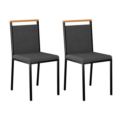 Imagem de Conjunto com 2 Cadeiras Penélope Grafite e Preto