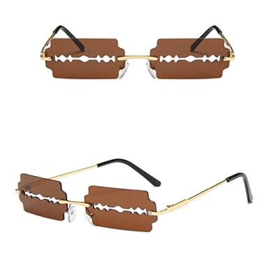 Imagem de Modelo de lâmina de barbear fashion óculos de sol feminino masculino tendência fitness designer de rosto armação de metal lente colorida óculos de sol, 2, tamanho único