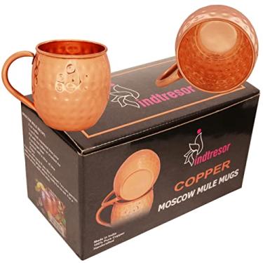 Imagem de Intresor Masterly Handmade Beautifully Hammered Energy Immunity Booster sobre todos os benefícios à saúde, bebidas luxuosas 473 ml Canecas de cobre puro Moscow Mule Conjunto de 2. Para Fitness Freak.
