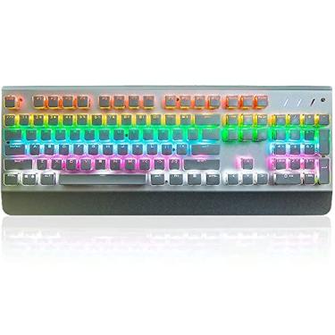 Imagem de Teclado mecânico para jogos, teclado com fio doméstico, 104 teclas retroiluminadas para aprendizagem escolar computador notebook