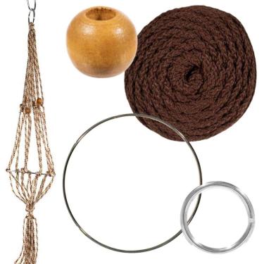 Imagem de Craft County Kits de cabide de plantas de macramé – Cordão de 4 mm – Faz cabide de planta longo de 106 cm (marrom)