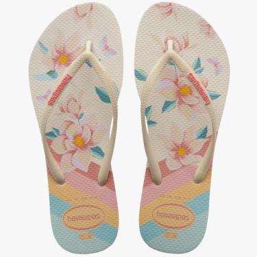 Imagem de Chinelo Havaianas 01/2022 Slim Floral Bege/Palha