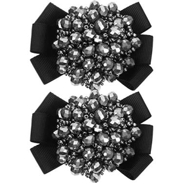 Imagem de Holibanna 2 peças clipes de sapato de laço de fita de salto alto fivela de cristal flor sapatos enfeites decoração de sapato para festa de casamento preto