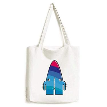 Imagem de Bolsa sacola de lona azul monstro universo e alienígena bolsa de compras casual bolsa de mão