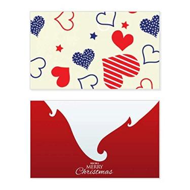 Imagem de Mensagem de Natal com texto de pentagrama em formato de coração azul vermelho e azul